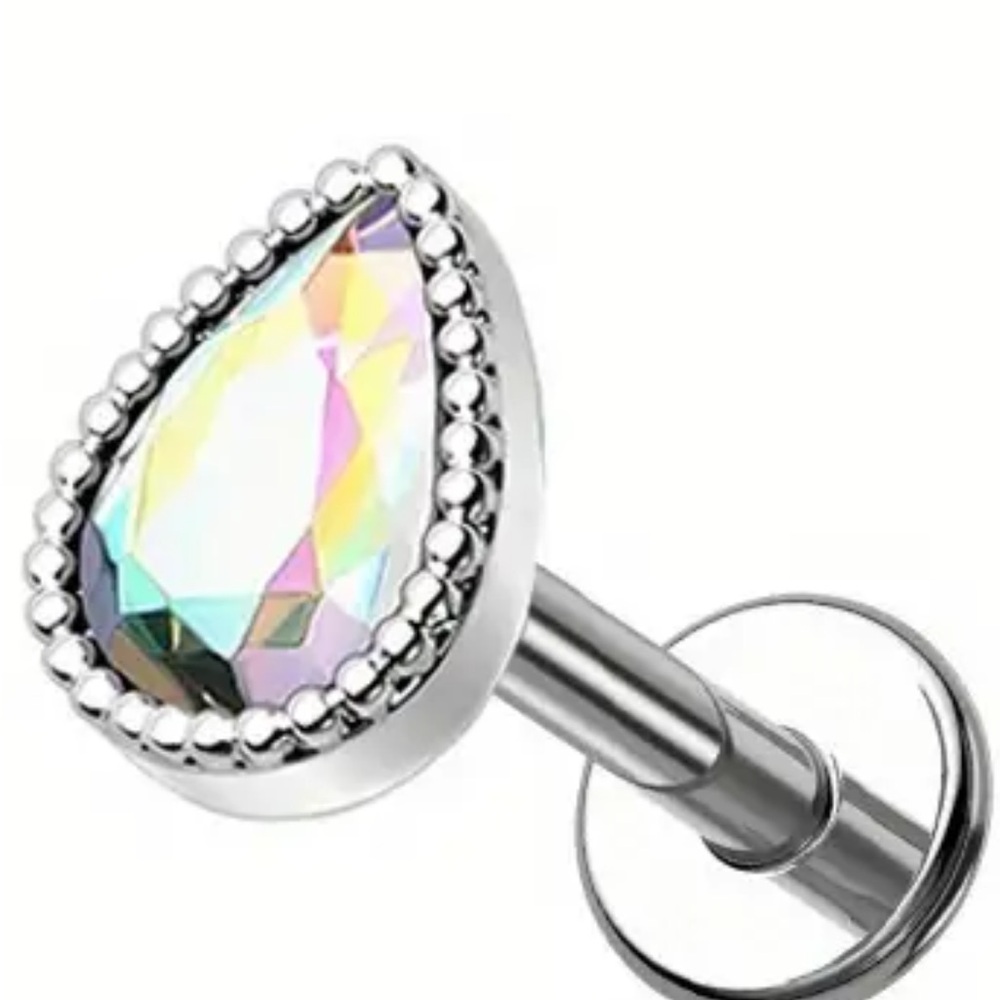 Iridescent teardrop, tragus Stud Earrings